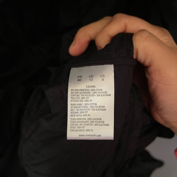 MANOUSH Tiered Ruffle Deep V neck Dress Black Size 40 
US 8 floor length - Picture 9 of 12